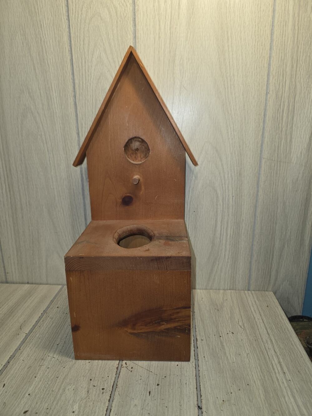 Vtg Wood Bird House Handmade Tissue Box Cover Farmhouse Cottagecore Country